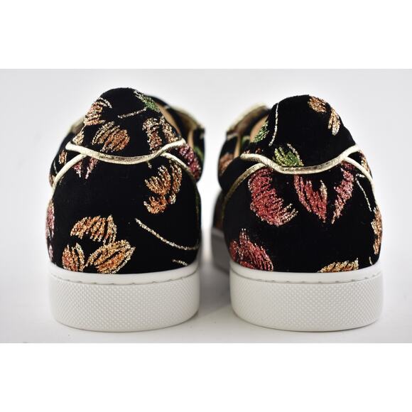 Christian Louboutin Vieira Orlato Flat Black Velvet Lace Up Low Top Sneaker 38 - Picture 11 of 12